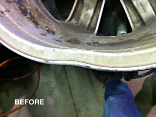 bent rim repairs - before